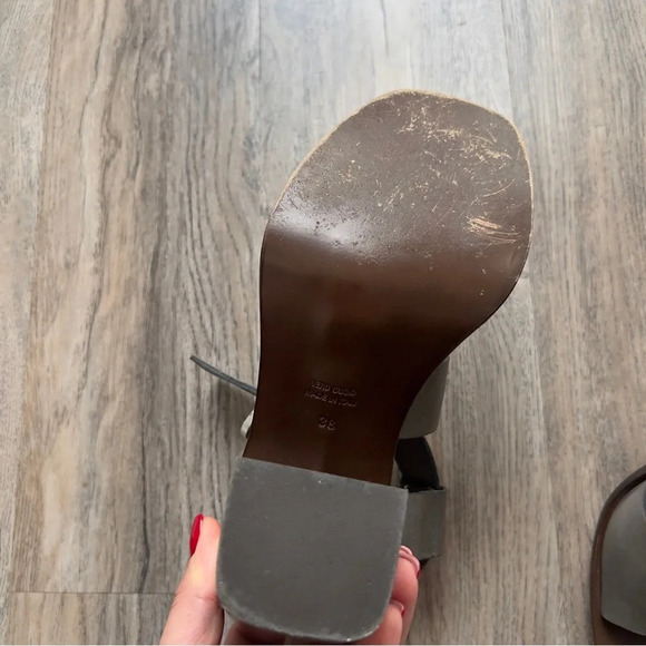 Boemos Italy Sandals Block Heel Dark Gray Leather Square Toe  7.5 38 - Picture 9 of 9